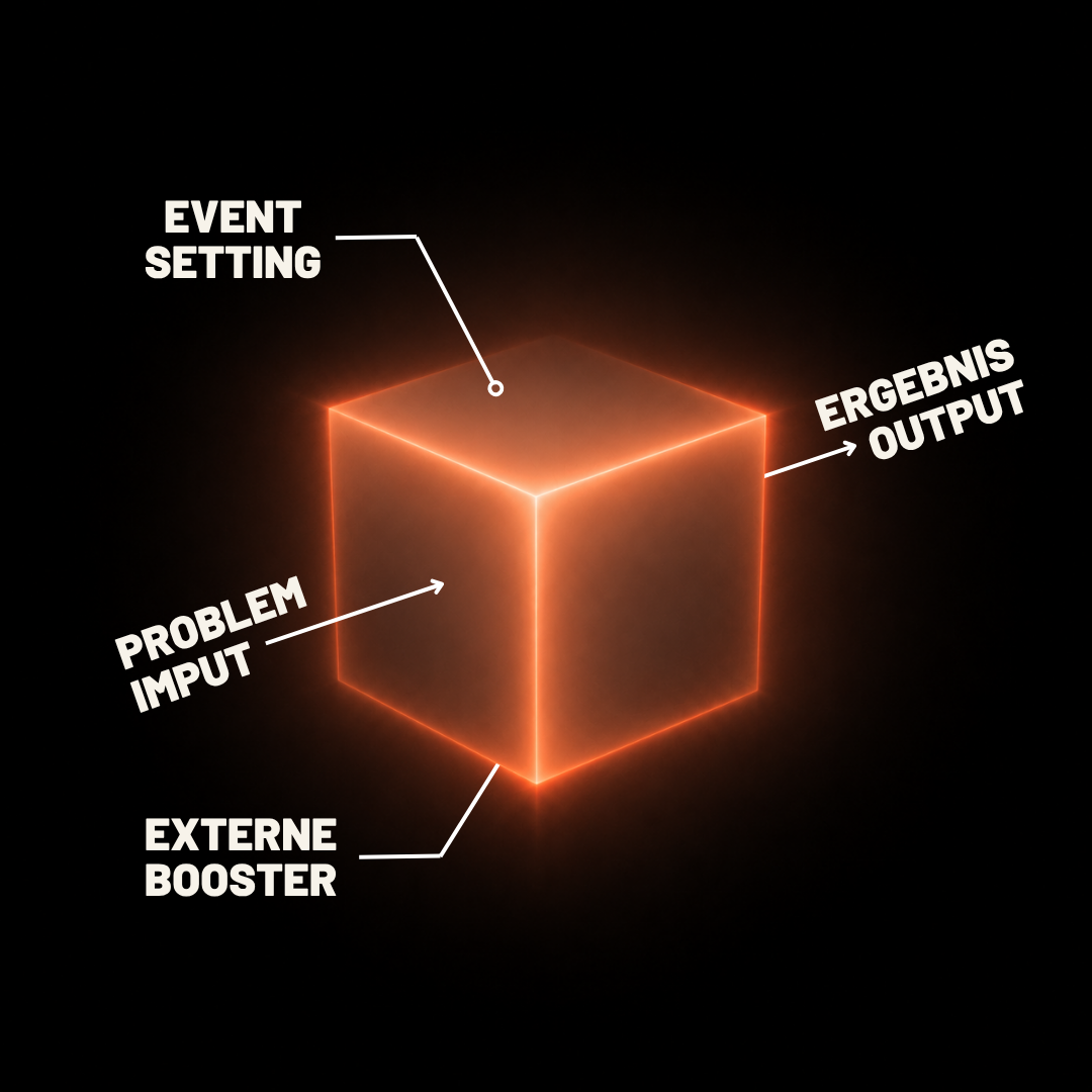 Black-Box-Modell: aus Problem-Input wird im Momentum-Workshop ein Ergebnis-Output